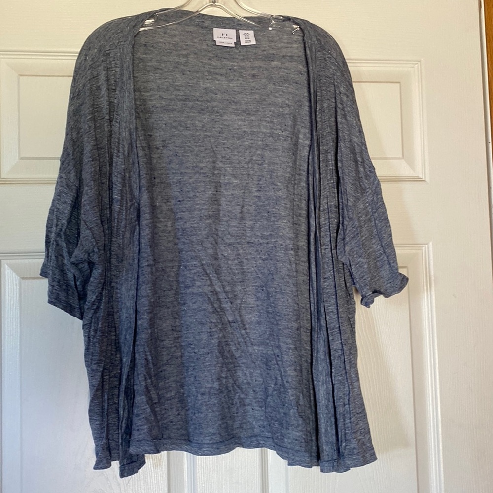 Halston Blue Linen Cardigan